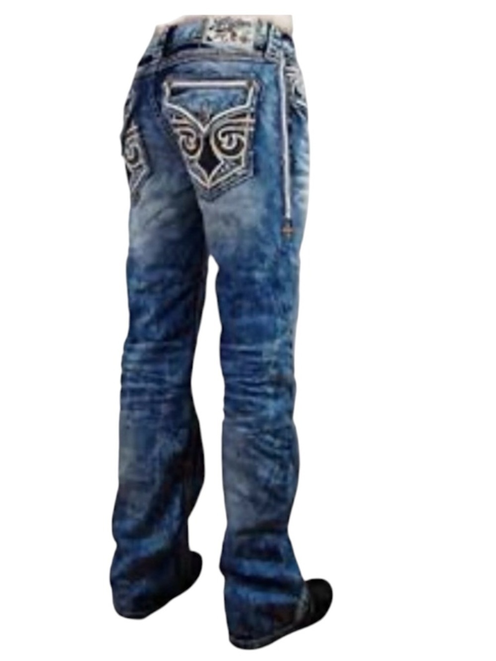 Affliction Cooper Burning Mens Blue Jeans Size 31X32 Distressed Y2K Biker Denims